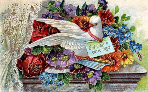 vintage happy birthday flower images