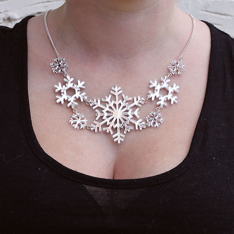 Snowflake Necklace on person for KOS